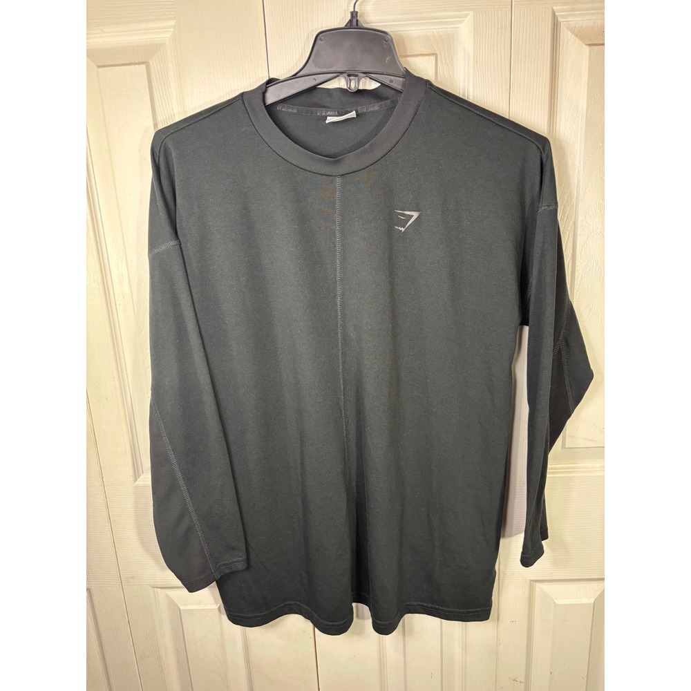 Gymshark Long Sleeve Training T Shirt Mens Size L Black Athletic Activewear‎